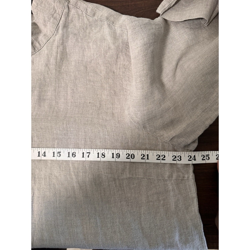 FLAX 100% Linen Button Front Top Mandarin Collar Women Size L Lagenlook - Picture 6 of 7